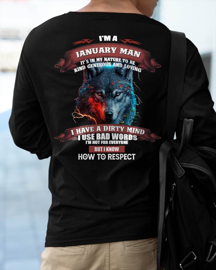 JANUARY - KNOW HOW TO RESPECT - BIRTHDAY T-SHIRT FOR MEN - EBIL01 (SKU12-162-01)