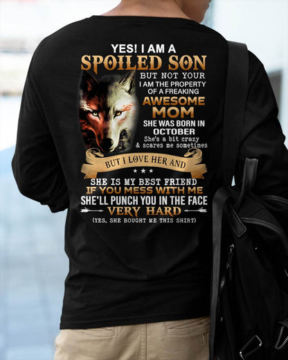 October - Lucky Son of Awesome Mom - Perfect Gift for Son From Mom - ebil10 (SKU10-128-10)