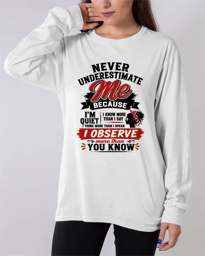 NEVER UNDERESTIMATE ME – T-SHIRT FOR WOMAN – DONN00 (SKU2607-324-00)