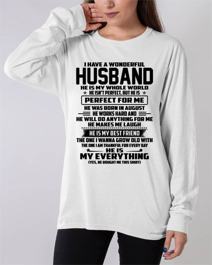 August – I Have A Wonderful Husband – Gift For Wife From Husband – DOAN08 (SKU12-314-08)