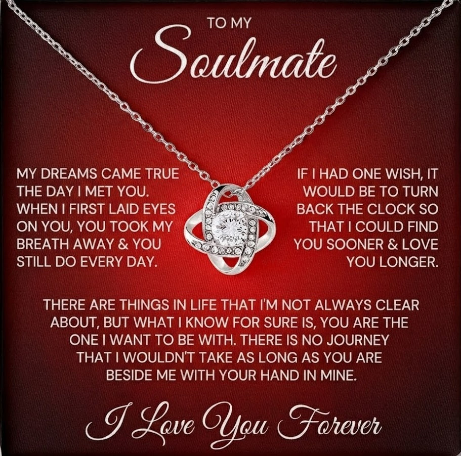 TO MY SOULMATE "Find You Sooner & Love You Longer" - FROM HUSBAND - Premium Love Knot Necklace
