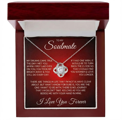 TO MY SOULMATE "Find You Sooner & Love You Longer" - FROM HUSBAND - Premium Love Knot Necklace