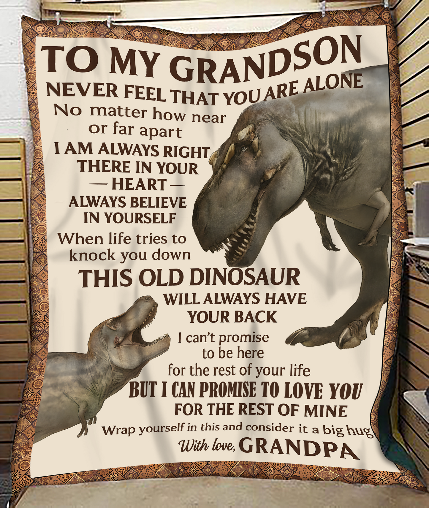 BLANKET FOR GRANDSON – COMFORT & WARMTH GIFT FROM GRANDPA  Sherpa Fleece Quilt Blanket NTTD00 (SKUB11-BLK-09)