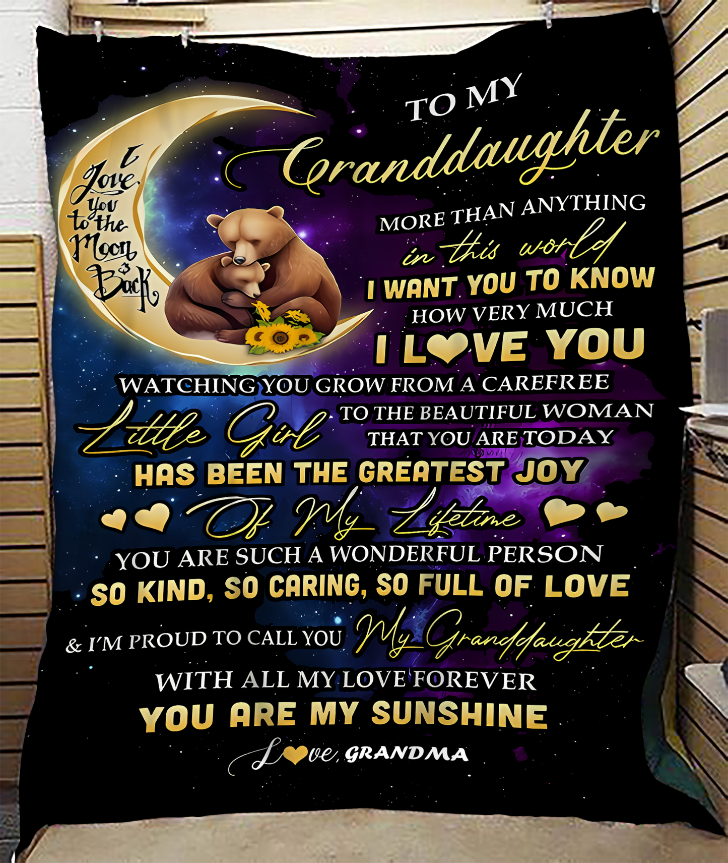 BLANKET FOR GRANDDAUGHTER – COMFORT & WARMTH GIFT FROM GRANDMA  Sherpa Fleece Quilt Blanket EBIL00 (SKUB-BLK-GMD3)