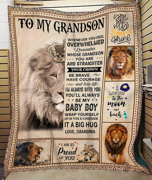 BLANKET FOR GRANDSON – COMFORT & WARMTH GIFT FROM GRANDMA  Sherpa Fleece Quilt Blanket EBIL00 (SKUB12-BLK-02)