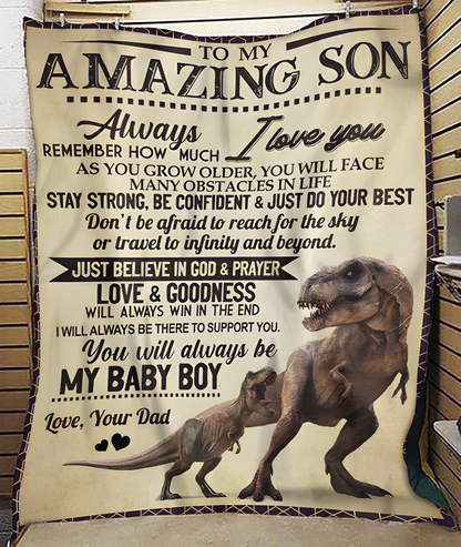 BLANKET FOR SON – COMFORT & WARMTH GIFT FROM DAD Sherpa Fleece Quilt Blanket NTTD00 (SKUB-BLK-DADS2)