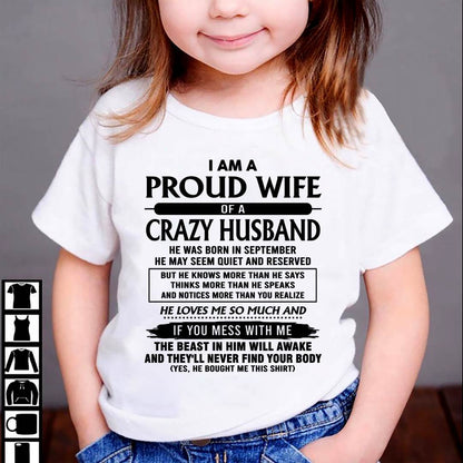 September - I Am A Proud Wife Of A Crazy Husband – Gift For Wife From Husband – DOAN09 (SKU26T-01-64-09)