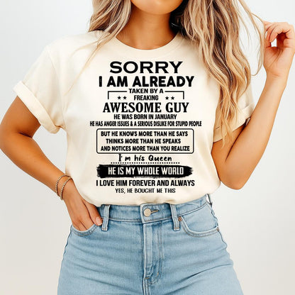 January - Awesome Guy - Perfect gift for your girlfriend or wife From Husband - Ebil01  (SKUT08-11-01)