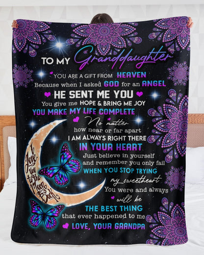 Special Gift For Your Granddaughter Blanket - From Grandpa (SKUB10-12)