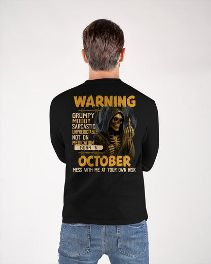 OCTOBER - WARNING GRUMPY MOODY - BIRTHDAY T-SHIRT FOR MEN - EBIL10 (SKU26T-01-07-10)
