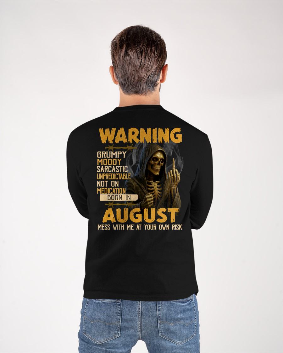 AUGUST - WARNING GRUMPY MOODY - BIRTHDAY T-SHIRT FOR MEN - EBIL08 (SKU26T-01-07-08)