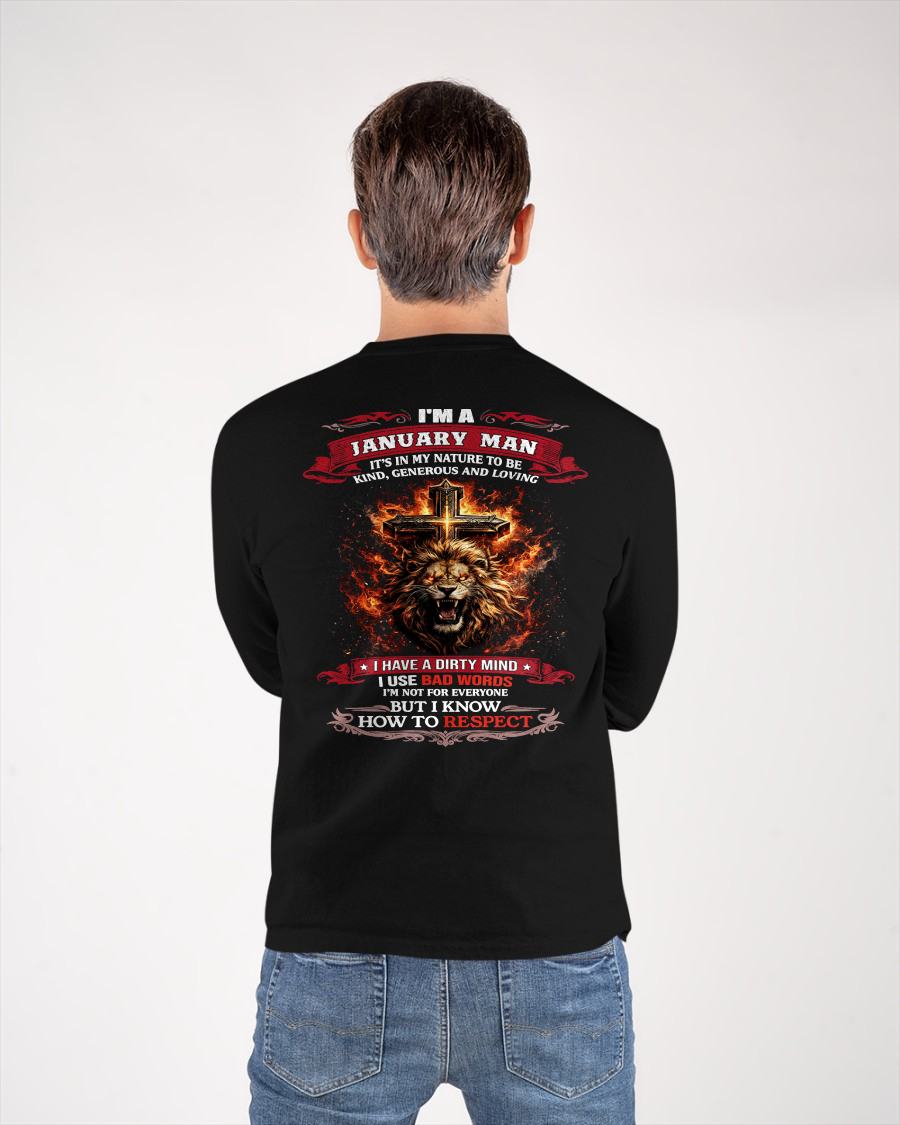 JANUARY - KIND AND LOVING ARE MY NATURE - PREMIUM DTG PRINT BIRTHDAY T-SHIRT FOR MEN - EBIL01 (SKU26T-01-31-01)