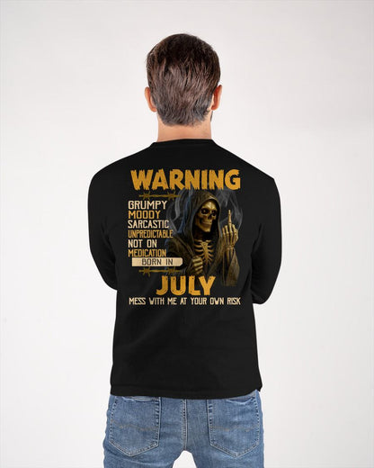 JULY - WARNING GRUMPY MOODY - BIRTHDAY T-SHIRT FOR MEN - EBIL07 (SKU26T-01-07-07)