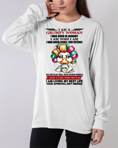 JANUARY - GRUMPY WOMAN - BIRTHDAY SHIRT FOR WOMEN - EBIL01 (SKU26T-01-22-01)