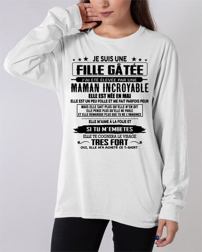 MAI - T-SHIRT JE SUIS UNE FILLE CHANCEUSE – CADEAU TOUCHANT DE MAMAN INCROYABLE - fr05 / DONN05 (SKU26T-0190-05)