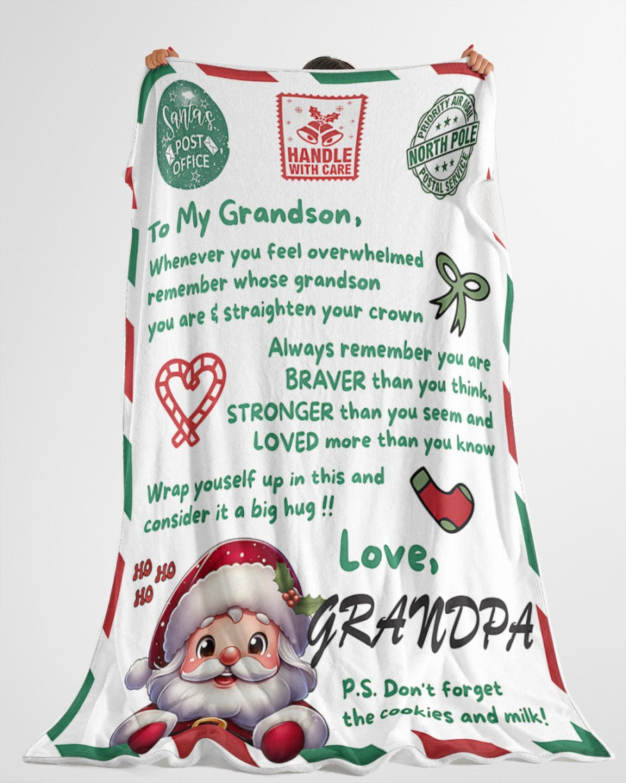 BLANKET FOR GRANDSON – COMFORT & WARMTH GIFT FROM GRANDPA  Sherpa Fleece Quilt Blanket NTTD00 (SKUB10-182)