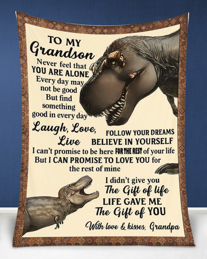 BLANKET FOR GRANDSON – COMFORT & WARMTH GIFT FROM GRANDPA  Sherpa Fleece Quilt Blanket NTTD00 (SKUB-BLK-GPKL)