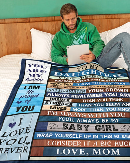 BLANKET FOR DAUGHTER – COMFORT & WARMTH GIFT FROM MOM Sherpa Fleece Quilt Blanket NTTD00 (SKUB-BLK-MOMD)