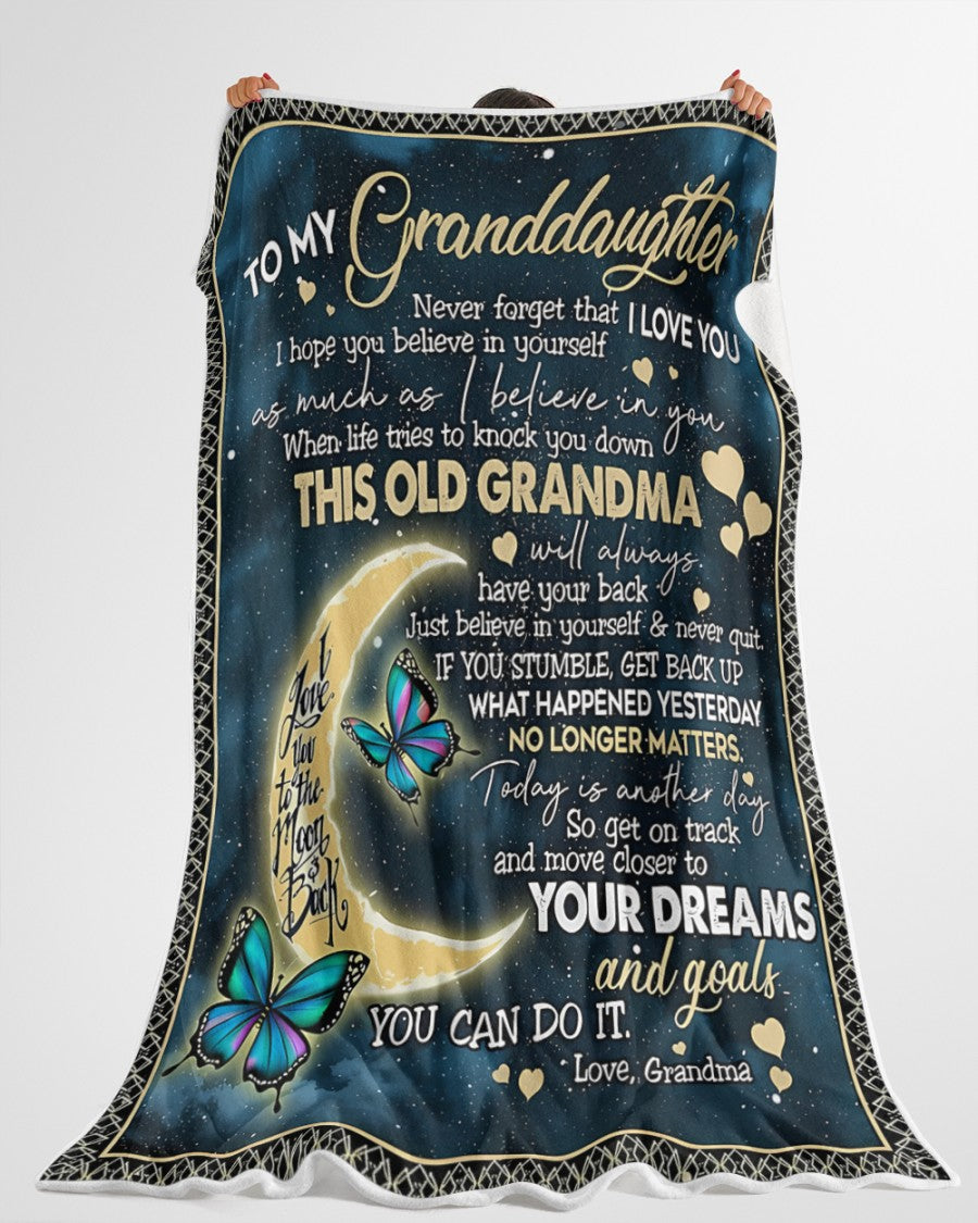 BLANKET FOR GRANDDAUGHTER – COMFORT & WARMTH GIFT FROM GRANDMA  Sherpa Fleece Quilt Blanket EBIL00 (SKUB-BLK-GMD2)