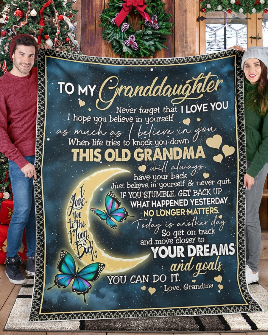 BLANKET FOR GRANDDAUGHTER – COMFORT & WARMTH GIFT FROM GRANDMA  Sherpa Fleece Quilt Blanket EBIL00 (SKUB-BLK-GMD2)