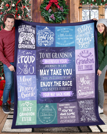 BLANKET FOR GRANDSON – COMFORT & WARMTH GIFT FROM GRANDPARENTS  Sherpa Fleece Quilt Blanket NTTD00 (SKUB11-BLK-02)