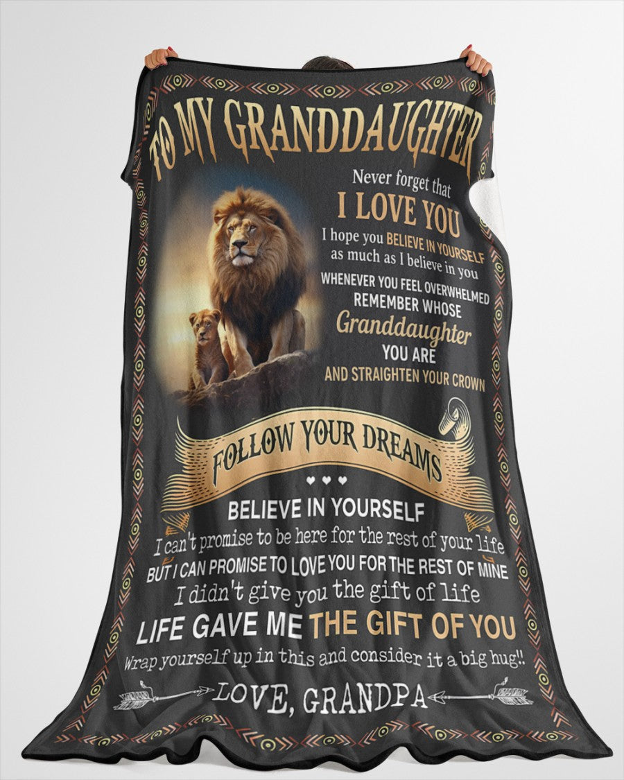 BLANKET FOR GRANDDAUGHTER – COMFORT & WARMTH GIFT FROM GRANDPA  Sherpa Fleece Quilt Blanket NTTD00 (SKUB11-BLK-15)