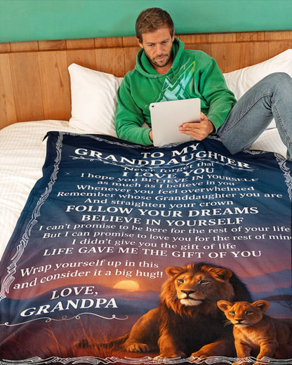 BLANKET FOR GRANDDAUGHTER – COMFORT & WARMTH GIFT FROM GRANDPA  Sherpa Fleece Quilt Blanket NTTD00 (SKUB11-BLK-16)