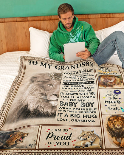 BLANKET FOR GRANDSON – COMFORT & WARMTH GIFT FROM GRANDMA  Sherpa Fleece Quilt Blanket EBIL00 (SKUB12-BLK-02)