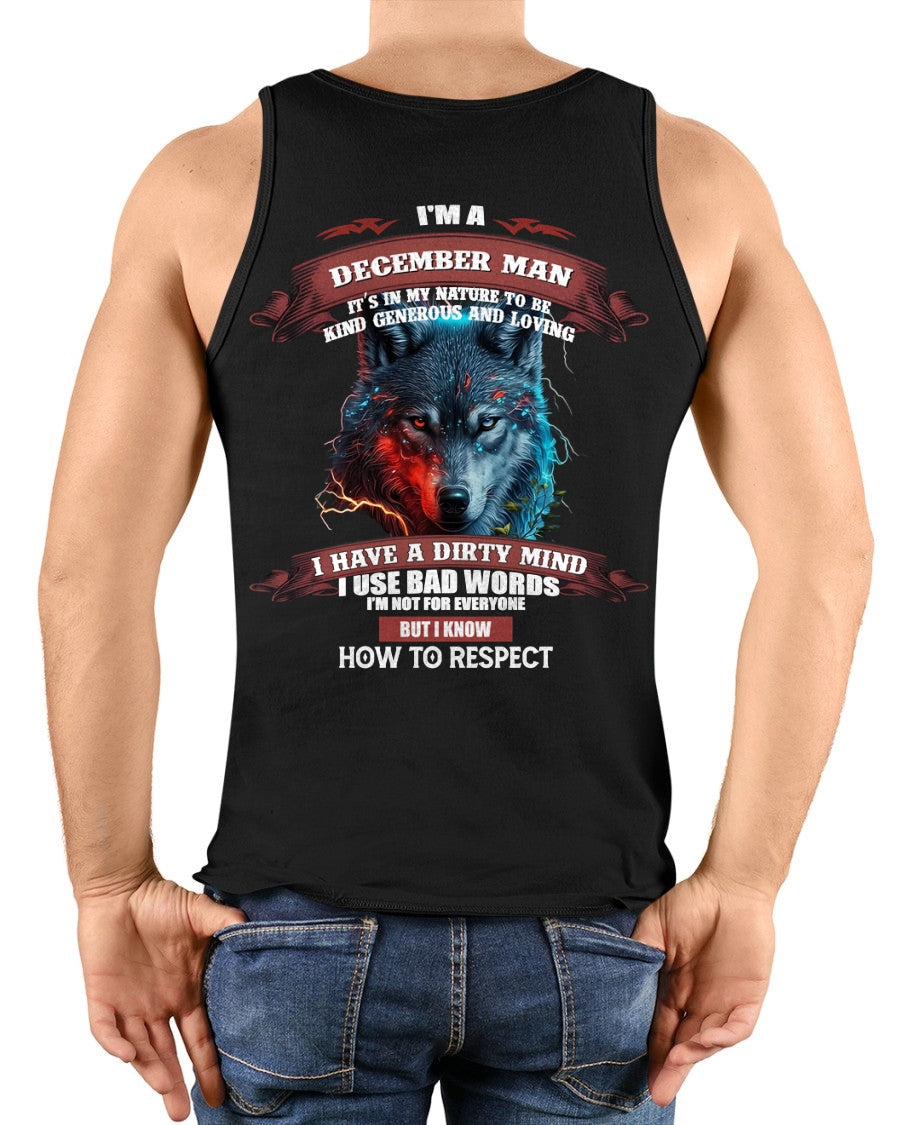 DECEMBER - KNOW HOW TO RESPECT - BIRTHDAY T-SHIRT FOR MEN - EBIL12 / male (SKU12-162-12)