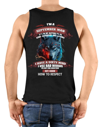 SEPTEMBER - KNOW HOW TO RESPECT - BIRTHDAY T-SHIRT FOR MEN - EBIL09 / male (SKU12-162-09)