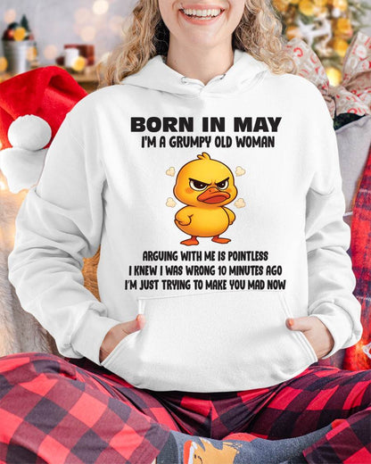 Born In May I'm A Grumpy Old Woman - T Shirt For Woman - DONN05 (SKU09-80-05)