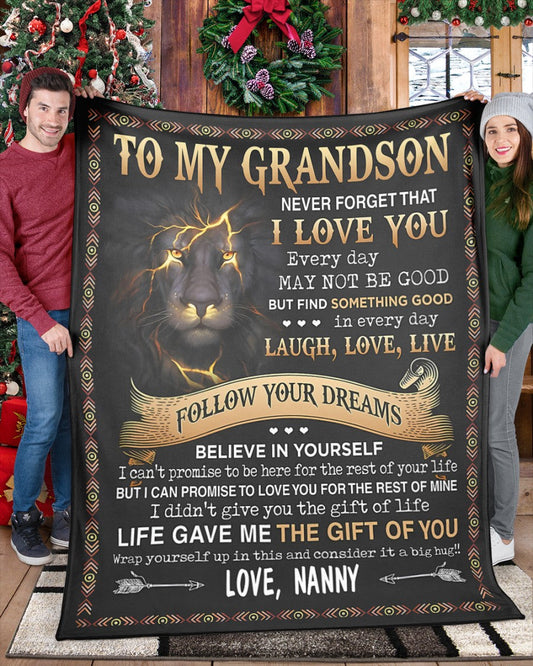 Special Gift For Your Grandson Blanket - From NANNY (SKU-CHAU-B07)