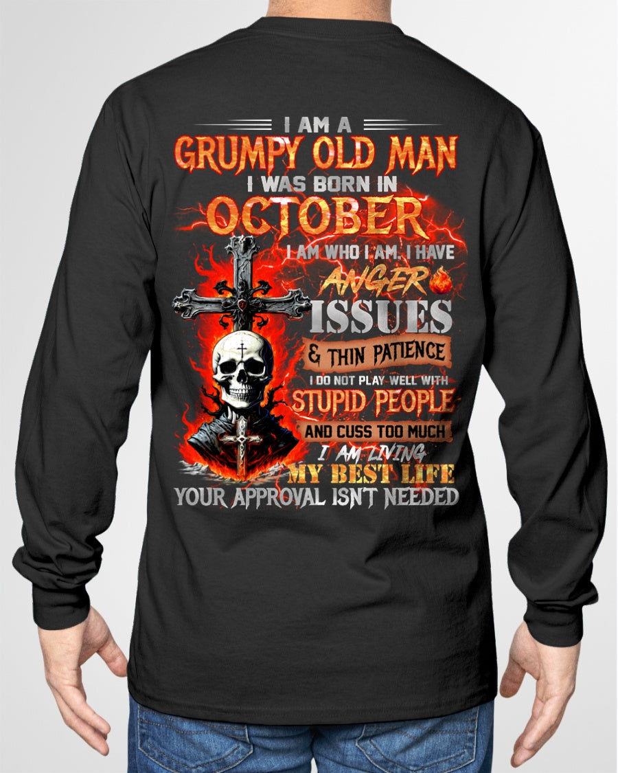 OCTOBER - GRUMPY OLD MAN T-SHIRT - FUNNY SKULL ANGER ISSUES TEE - PERFECT GIFT FOR MEN EBIL10 / male (SKU12-319-10)