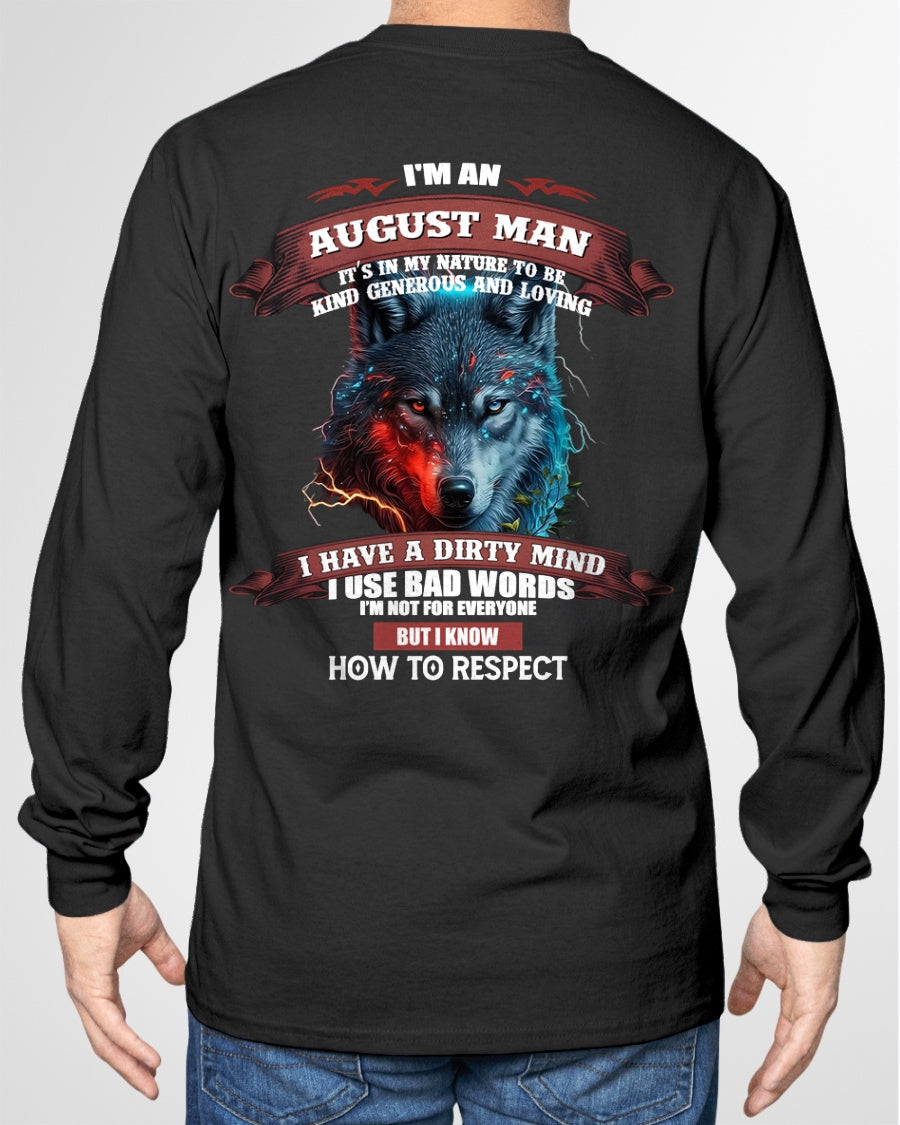 AUGUST - KNOW HOW TO RESPECT - BIRTHDAY T-SHIRT FOR MEN - EBIL08 / male (SKU12-162-08)