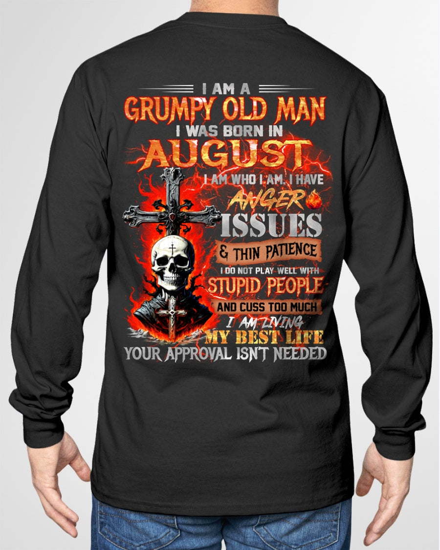 AUGUST - GRUMPY OLD MAN T-SHIRT - FUNNY SKULL ANGER ISSUES TEE - PERFECT GIFT FOR MEN EBIL08 / male (SKU12-319-08)