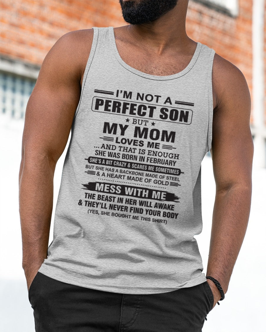 February - "I'M NOT A PERFECT SON BUT MY MOM LOVES ME" - Birthday Gift From February Mom / Woman - EBIL02 (SKU10-147-02)