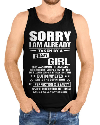 January – Sorry I Am Already Taken By A Crazy Girl – Gift For Your Boyfriend, Husband From Wife – DOAN01 (SKU10-139-01)