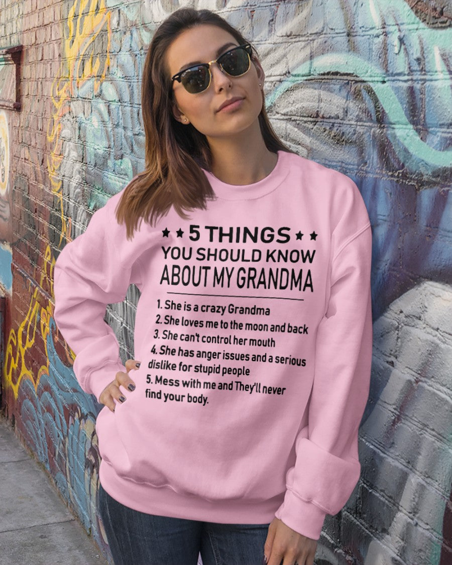 5 THINGS  YOU SHOULD KNOW ABOUT MY GRANDMA - Gift for granddaughter EBIL00 (SKU10-18)