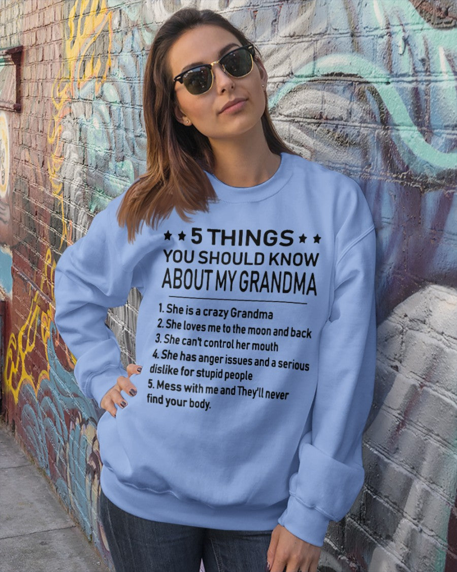 5 THINGS  YOU SHOULD KNOW ABOUT MY GRANDMA - Gift for granddaughter EBIL00 (SKU10-18)
