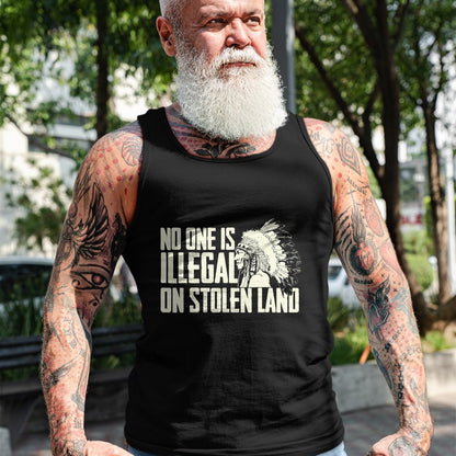 Native American T-Shirts, Vintage Native American Unisex T-Shirt/Hoodie/Sweatshirt HLT00 - No One Is Illegal On Stolen Land - Indian Native American T-Shirt (1)