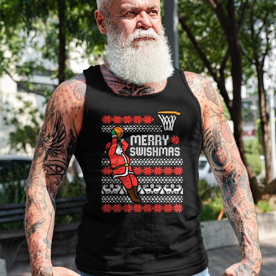 Merry Swishmas Basketball Ugly Christmas Xmas Men Boys Kids T-Shirt - Christmas Unisex T-Shirt/Hoodie/Sweatshirt - HNDS00