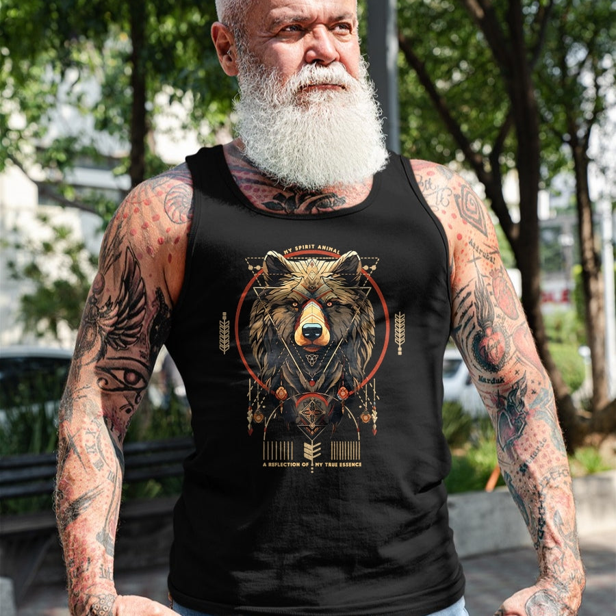 Native American T-Shirts, Vintage Native American Unisex T-Shirt/Hoodie/Sweatshirt HLT00 - American Flag - Bear Native American Mountain Forest Wildlife Bears Lover T-Shirt