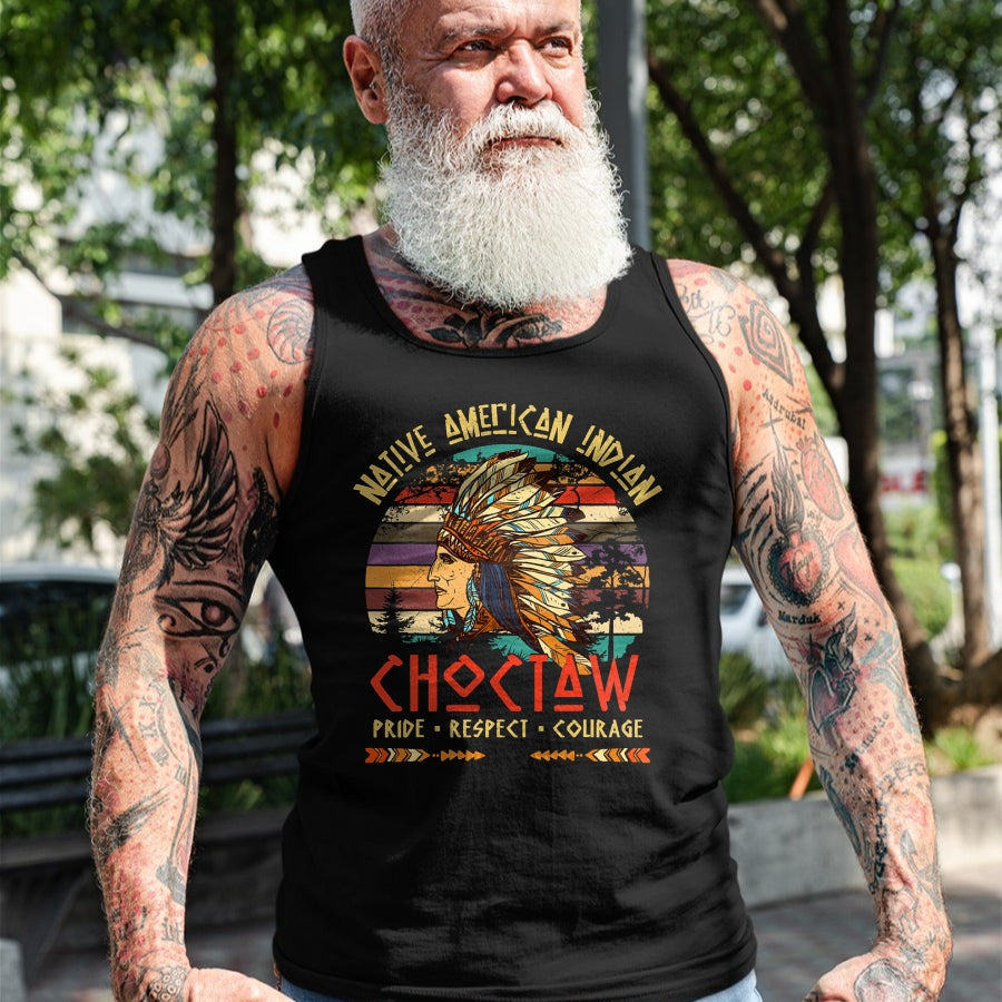 Native American T-Shirts, Vintage Native American Unisex T-Shirt/Hoodie/Sweatshirt HLT00 - American Flag - Choctaw Native American Indian Pride Indigenous Tribe T-Shirt