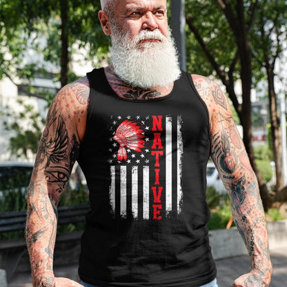 Native American T-Shirts, Vintage Native American Unisex T-Shirt/Hoodie/Sweatshirt HLT00 - Native - American Day USA Flag Cherokee Indigenous People T-Shirt (1)