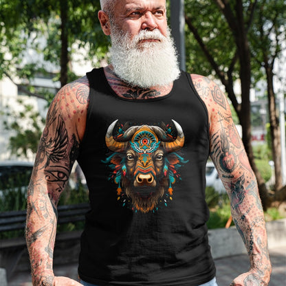 Native American T-Shirts, Vintage Native American Unisex T-Shirt/Hoodie/Sweatshirt HLT00 - American Flag - Bison American Buffalo Colorful Boho Native American Pattern T-Shirt