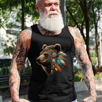 Native American T-Shirts, Vintage Native American Unisex T-Shirt/Hoodie/Sweatshirt HLT00 - Native American Bear Artwork Native American Day Design T-Shirt (1)
