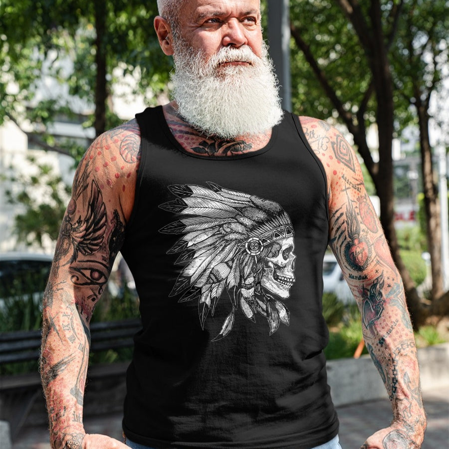 Native American T-Shirts, Vintage Native American Unisex T-Shirt/Hoodie/Sweatshirt HLT00 - American Flag - American Motorcycle Skull Native Indian Eagle Chief Vintage T-Shirt (1)