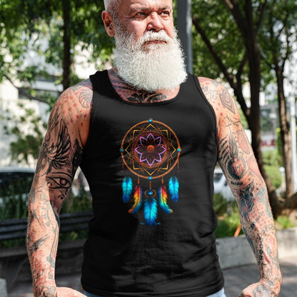 Native American T-Shirts, Vintage Native American Unisex T-Shirt/Hoodie/Sweatshirt HLT00 - American Flag - Colorful Dreamcatcher Feathers Tribal Native American Indian T-Shirt (1)