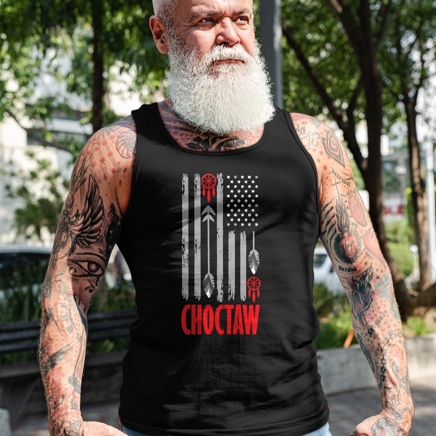 Native American T-Shirts, Vintage Native American Unisex T-Shirt/Hoodie/Sweatshirt HLT00 - American Flag - Choctaw Tribe Native American Day Indigenous Peoples Day Men T-Shirt