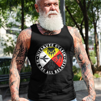 Native American T-Shirts, Vintage Native American Unisex T-Shirt/Hoodie/Sweatshirt HLT00 - Native American Medicine Wheel Mitakuye Oyasin T-Shirt (1)